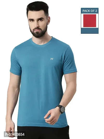 Reliable Multicoloured Cotton Solid Round Neck Tshirt For Men Pack Of 2