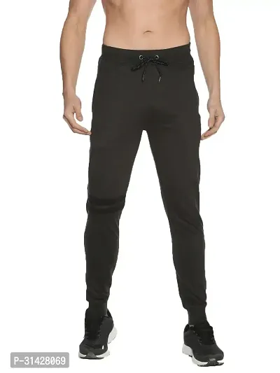 Stylish Black Cotton Solid Joggers For Men-thumb0