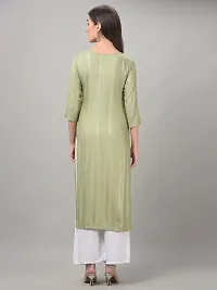 Stylish Green Rayon Self Pattern Stitched Kurta For Women-thumb2