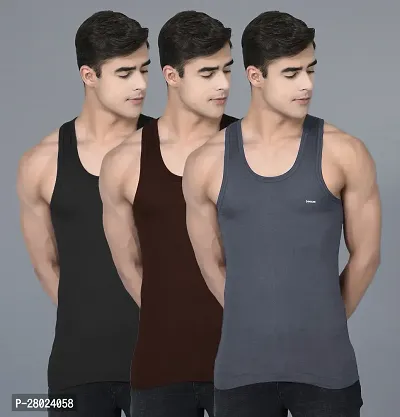 Stylish Cotton Solid Vests For Men- Pack Of 3