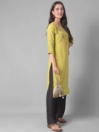 Stylish Green Rayon Self Pattern Stitched Kurta For Women-thumb1