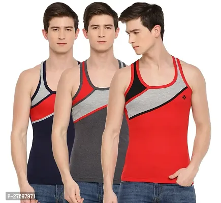 Stylish Solid Combed Cotton Racerback Styled Gym Vest Pack Of 3