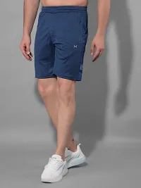 Stylish Blue Polyester Solid Sports Shorts For Men-thumb1