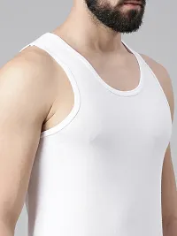 Elegant White Cotton Solid Vests For Men- Pack Of 5-thumb2