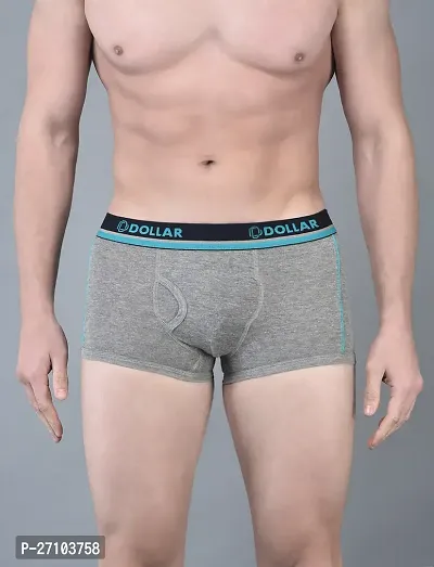 Stylish Grey Cotton Blend Solid Trunks For Men-thumb0