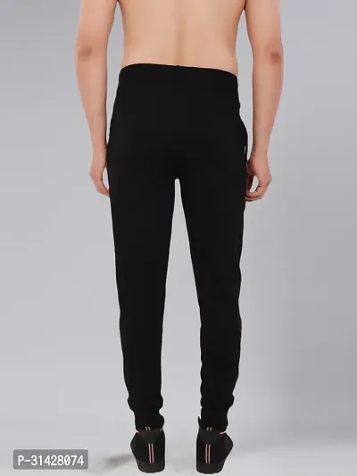 Stylish Black Cotton Solid Joggers For Men-thumb2