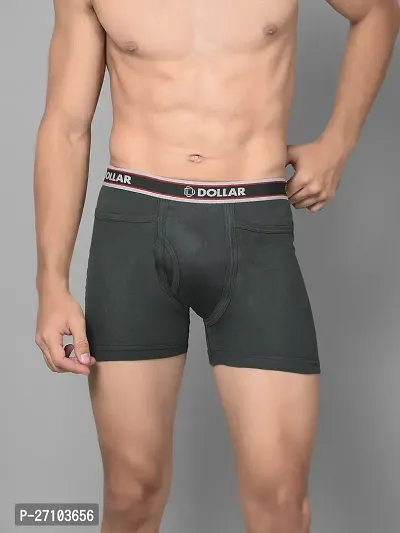 Stylish Green Cotton Blend Solid Trunks For Men