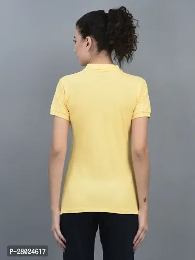 Elegant Cotton Solid Polo Neck T-Shirts For Women-thumb3