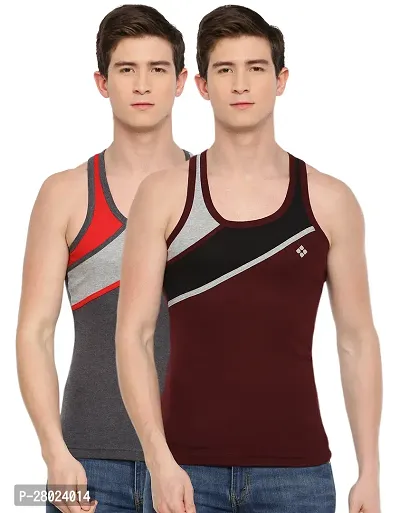 Stylish Cotton Self Pattern Vests For Men- Pack Of 2-thumb0