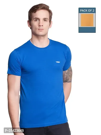 Reliable Multicoloured Cotton Solid Round Neck Tshirt For Men Pack Of 2