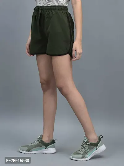 Stylish Green Cotton Blend Solid Lounge Shorts For Women-thumb2