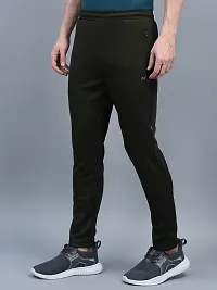 Stylish Olive Polyester Solid Regular Fit Sports Track Pant For Men-thumb1