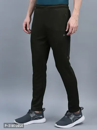 Stylish Olive Polyester Solid Regular Fit Sports Track Pant For Men-thumb2