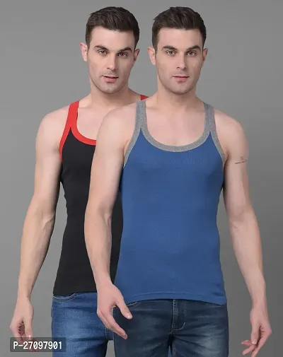 Stylish Solid Combed Cotton Racerback Styled Gym Vest Pack Of 2