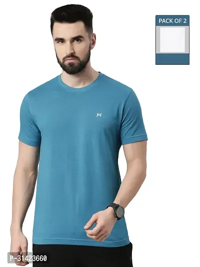 Reliable Multicoloured Cotton Solid Round Neck Tshirt For Men Pack Of 2