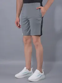 Stylish Grey Polyester Solid Sports Shorts For Men-thumb1