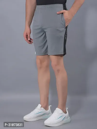 Stylish Grey Polyester Solid Sports Shorts For Men-thumb2