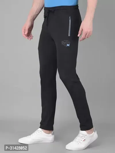 Stylish Black Cotton Solid Regular Track Pants For Men-thumb3