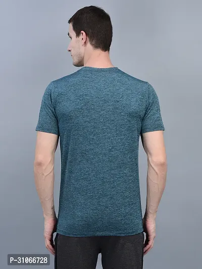 Stylish Blue Polyester Solid Regular Fit Sports Tee For Men-thumb3