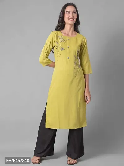 Stylish Green Rayon Self Pattern Stitched Kurta For Women-thumb0