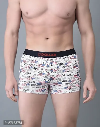 Stylish White Cotton Blend Printed Trunks For Men