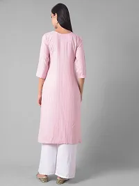 Stylish Pink Cotton Blend Self Pattern Stitched Kurta For Women-thumb2