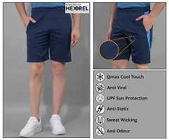 Stylish Navy Blue Polyester Solid Sports Shorts For Men-thumb4