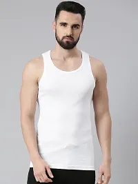 Elegant White Cotton Solid Vests For Men- Pack Of 4-thumb3