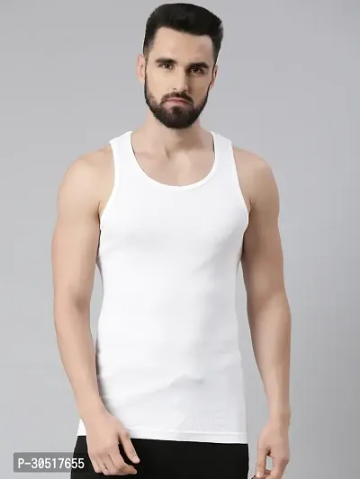 Elegant White Cotton Solid Vests For Men- Pack Of 4-thumb4