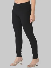 Stylish Black Cotton Blend Solid Stretchable Jeggings For Women-thumb1