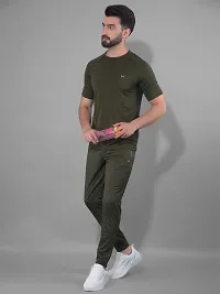 Stylish Olive Polyester Solid Regular Fit Sports Track Pant For Men-thumb3