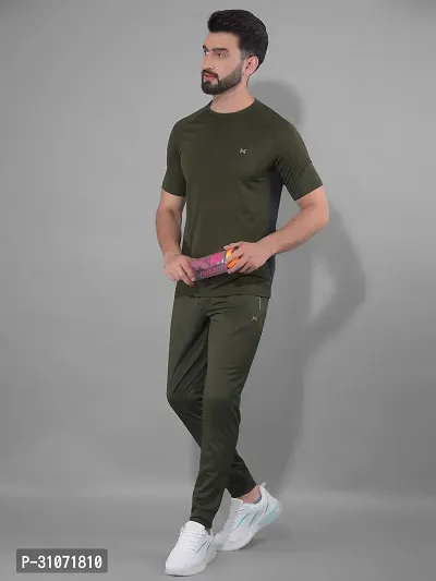 Stylish Olive Polyester Solid Regular Fit Sports Track Pant For Men-thumb4