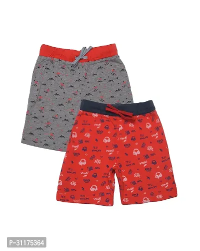 Stylish Multicoloured Cotton Regular Shorts For Kids Pack Of 2-thumb0