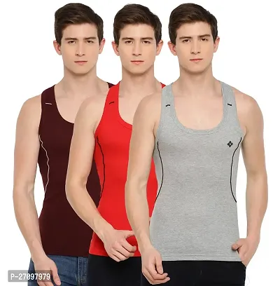 Stylish Solid Combed Cotton Racerback Styled Gym Vest Pack Of 3