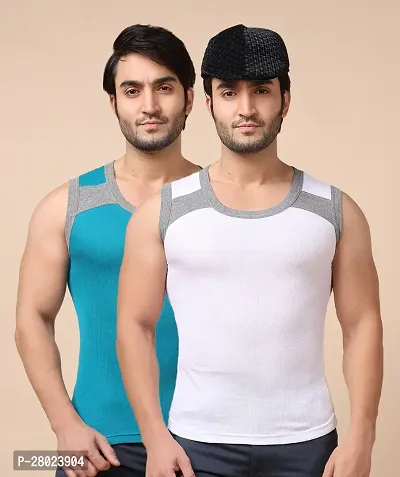 Stylish Cotton Solid Vests For Men- Pack Of 2