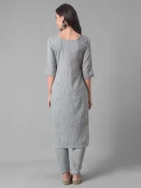 Beautiful A-Line Grey Self Pattern Cotton Blend Kurta Bottom Set For Women-thumb2