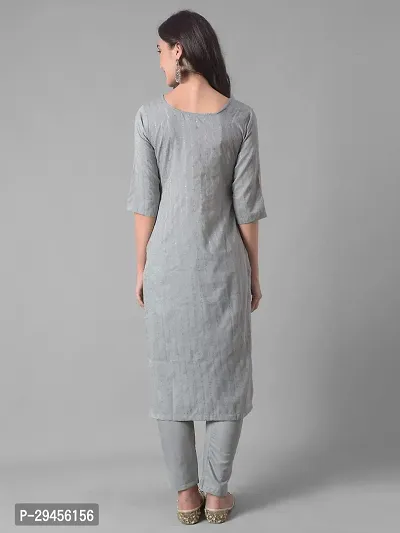 Beautiful A-Line Grey Self Pattern Cotton Blend Kurta Bottom Set For Women-thumb3