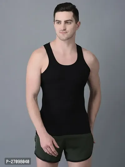 Stylish Solid Combed Cotton Vest-thumb0