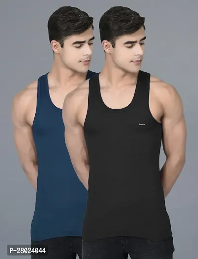 Stylish Cotton Solid Vests For Men- Pack Of 2-thumb0