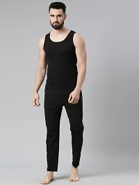 Elegant Black Cotton Solid Vests For Men- Pack Of 4-thumb3