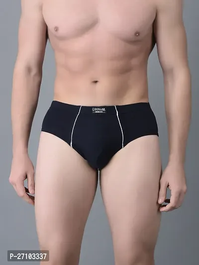 Stylish Black Cotton Blend Solid Briefs For Men