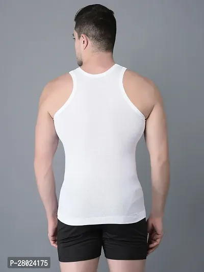 Stylish White Cotton Solid Vests For Men- Pack Of 2-thumb2