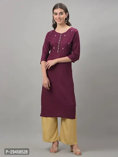 Stylish Purple Rayon Self Pattern Stitched Kurta For Women