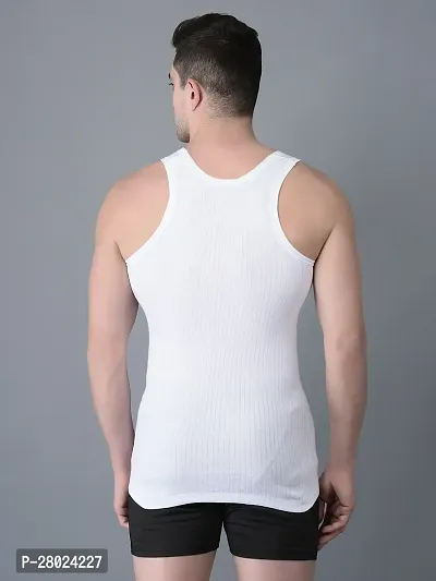 Stylish White Cotton Solid Vests For Men- Pack Of 2-thumb2