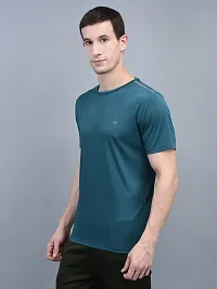 Stylish Green Polyester Solid Regular Fit Sports Tee For Men-thumb1