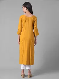 Stylish Yellow Cotton Blend Self Pattern Stitched Kurta For Women-thumb2