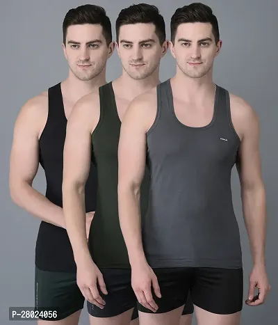 Stylish Cotton Solid Vests For Men- Pack Of 3
