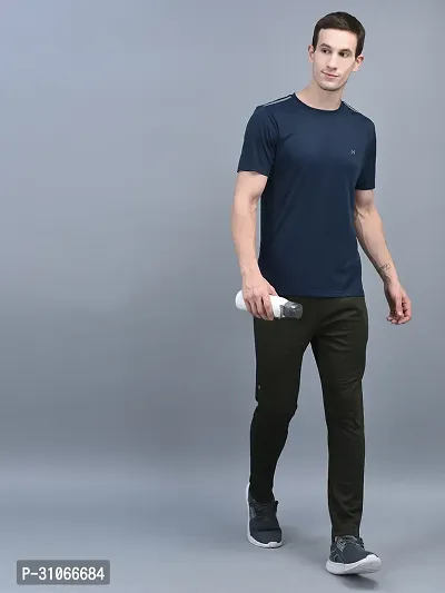 Stylish Blue Polyester Solid Regular Fit Sports Tee For Men-thumb4