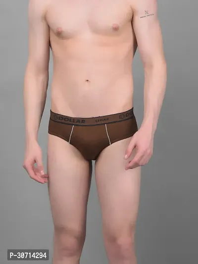 Super Combed Cotton Solid Brown Briefs For Men-thumb0