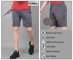 Stylish Grey Polyester Solid Sports Shorts For Men-thumb4